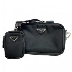 Prada Shoulder Bag Nylon Leather Black Men's